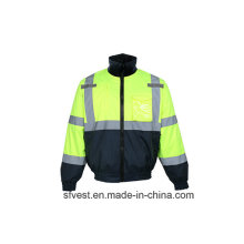 Зимняя высокая видимость Водонепроницаемая защитная куртка со съемной подкладкой из флиса